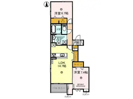 COMU TERRACE(2LDK/2階)の間取り写真