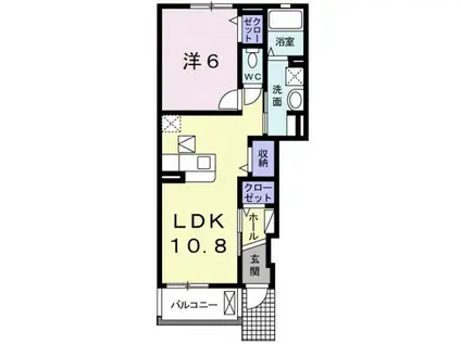 アルコバレーノ C(1LDK/1階)の間取り写真