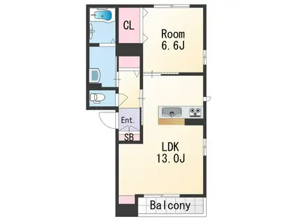 シャーメゾンWILL(1LDK/2階)の間取り写真