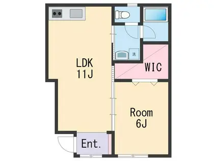 TJ福島(1LDK/1階)の間取り写真