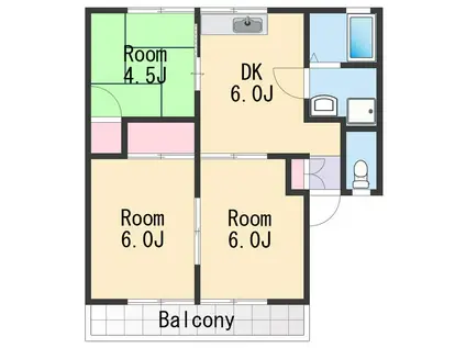 アルブル(3DK/2階)の間取り写真