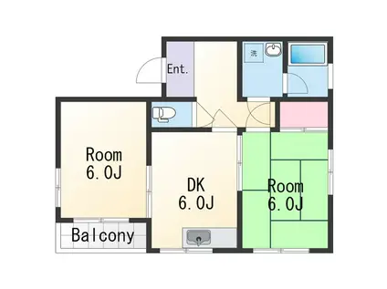 コーポ奥出(2DK/2階)の間取り写真