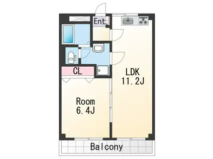箕西マンション(1LDK/2階)の間取り写真