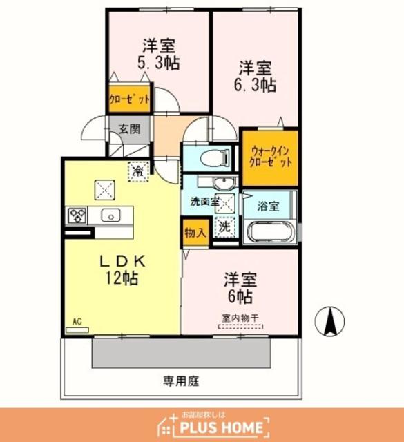 メゾンドヒル(3LDK/1階)の間取り写真
