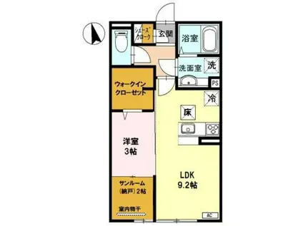 D-ROOM SENZU(1LDK/1階)の間取り写真