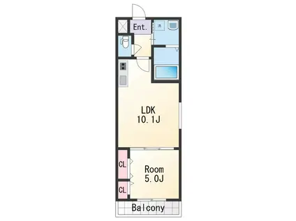 フジパレス吹屋町Ⅲ番館(1LDK/1階)の間取り写真