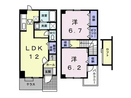 ソレイユMⅢ(2LDK/1階)の間取り写真