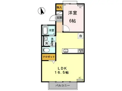 エル タチバナ B棟(1LDK/2階)の間取り写真