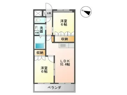 和歌山線 紀伊小倉駅 徒歩6分 2階建 築18年(2LDK/1階)の間取り写真