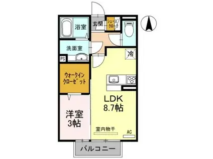D-ROOM東高松Ⅱ(1LDK/2階)の間取り写真