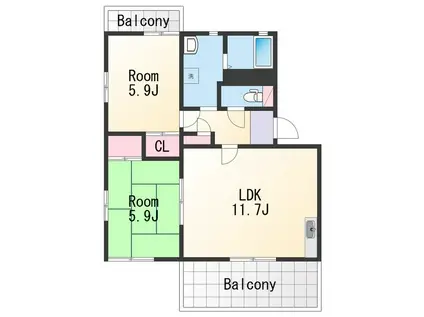 グランファーム(2LDK/2階)の間取り写真