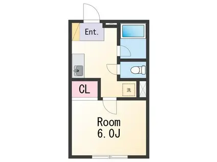 ルフトワン三葛(1K/2階)の間取り写真