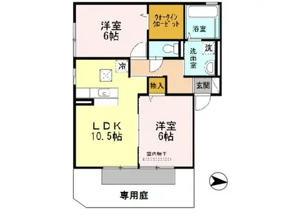 ウィット N(2LDK/1階)の間取り写真