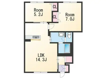 シャーメゾン陽Ⅱ(2LDK/1階)の間取り写真