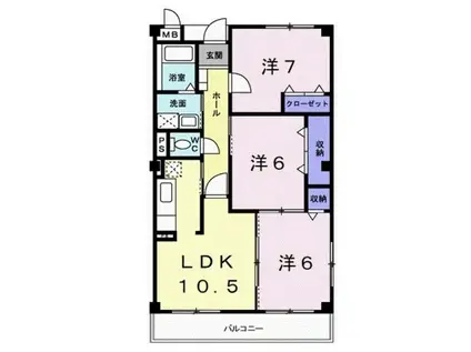 カーサグリーンⅡ(3LDK/3階)の間取り写真