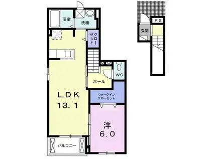 GRAND HILLS(1LDK/2階)の間取り写真