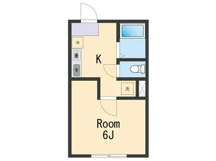 フレデリクスハウンⅡ(1K/2階)の間取り写真