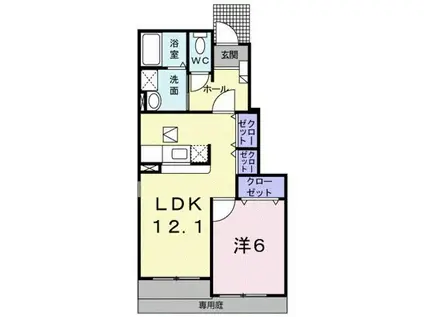 ブランシュールⅡ(1LDK/1階)の間取り写真