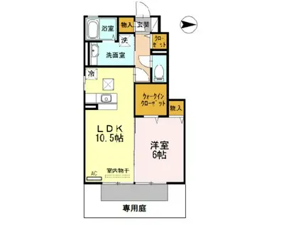 D-ROOM東高松(1LDK/1階)の間取り写真