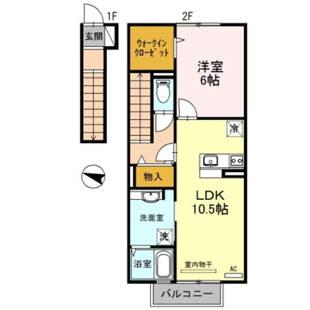 アネックス日前(1LDK/2階)の間取り写真
