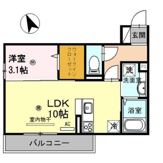D-ROOM新在家(1LDK/2階)の間取り写真
