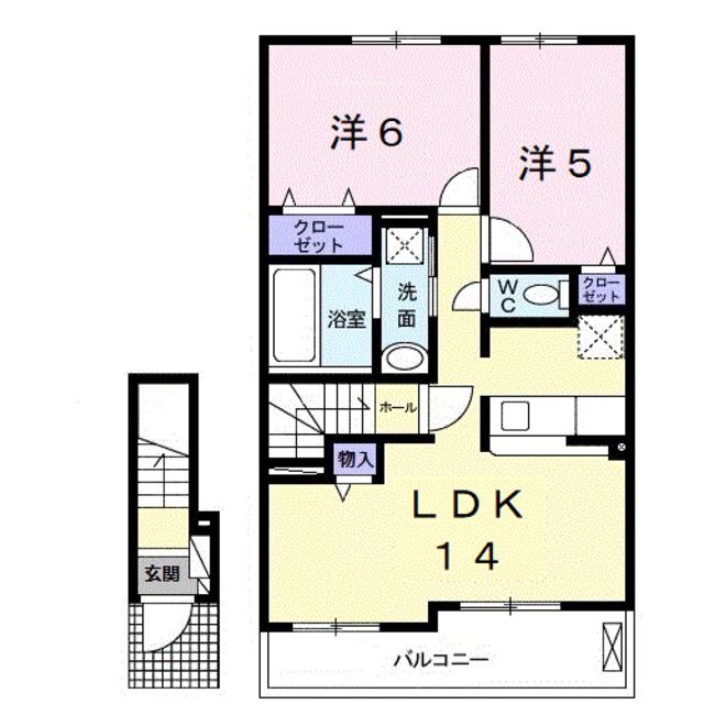 サン ベル Ⅰ(2LDK/2階)の間取り写真