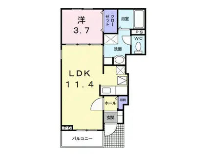 プリムローズⅠ(1LDK/1階)の間取り写真