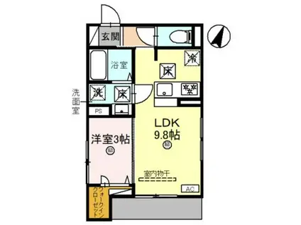 D-LUCE 秋月(1LDK/1階)の間取り写真
