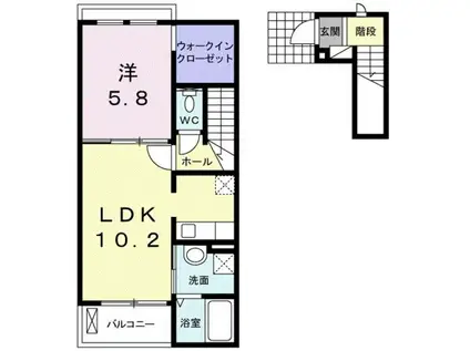 ヴィクトワールA(1LDK/2階)の間取り写真