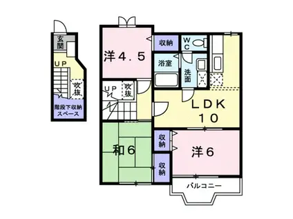 ポワンドゥ花梨Ⅱ(3LDK/2階)の間取り写真