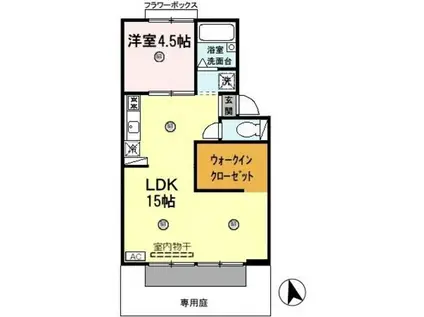 ハイツコイケⅡ(1LDK/1階)の間取り写真