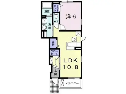 コルテーゼ Ⅲ(1LDK/1階)の間取り写真