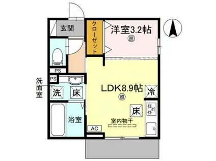 トリシアシャトー(1LDK/1階)の間取り写真