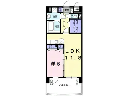 サウスグランパス(1LDK/5階)の間取り写真