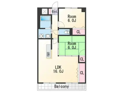 パティナF(2LDK/1階)の間取り写真