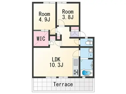 ラ・サルデーヌ(2LDK/1階)の間取り写真