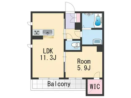 BEREO HIKO-U太田(1LDK/1階)の間取り写真