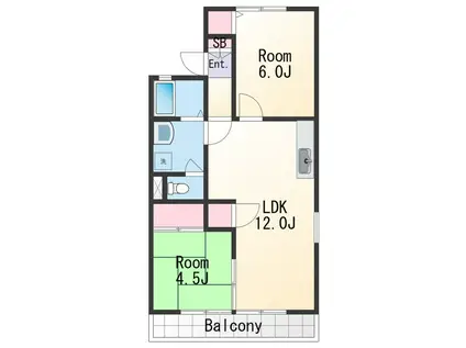 セジュール日高(2LDK/1階)の間取り写真