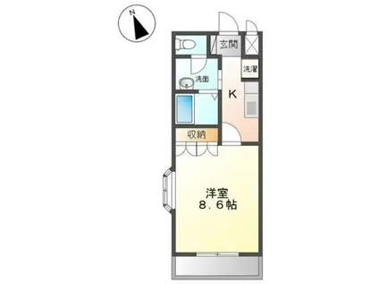 プロニティ沖ノ城(1K/2階)の間取り写真