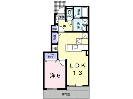 フォルトゥーナ(1LDK/1階)の間取り写真
