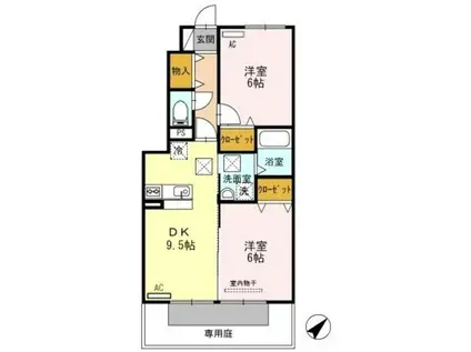 イソラフェリジェ(2DK/1階)の間取り写真