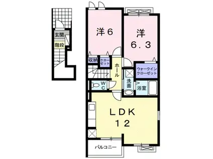 メゾン・ド・ソレイユA(2LDK/2階)の間取り写真