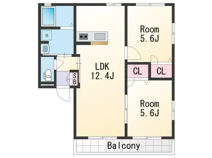 リッチンコートⅡ(2LDK/1階)の間取り写真