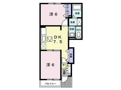 プラシード(2DK/1階)の間取り写真