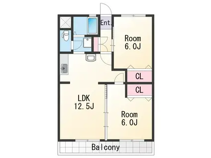 ローパス三葛(2LDK/3階)の間取り写真