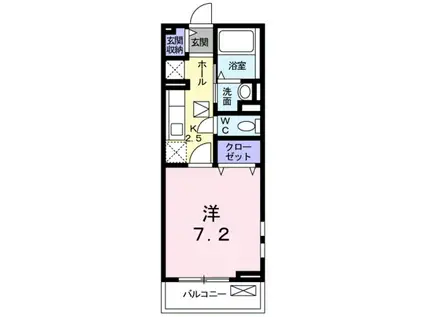 ルピエ紀三井寺(1K/2階)の間取り写真