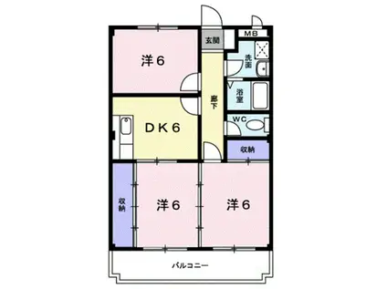 グレース吉田(3DK/3階)の間取り写真