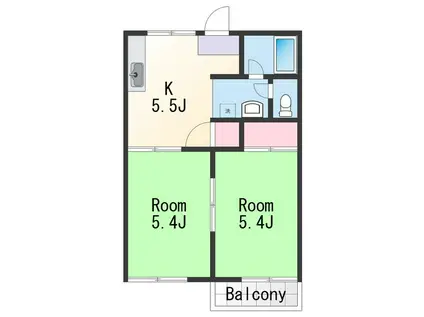 タウニィ料理松(2K/1階)の間取り写真