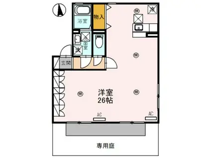 シンフォニータウンⅢ E棟(ワンルーム/2階)の間取り写真