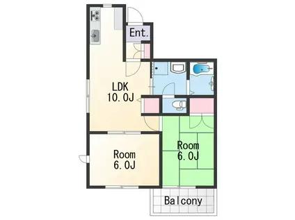 ガーデンコート中之島 A棟(2LDK/1階)の間取り写真